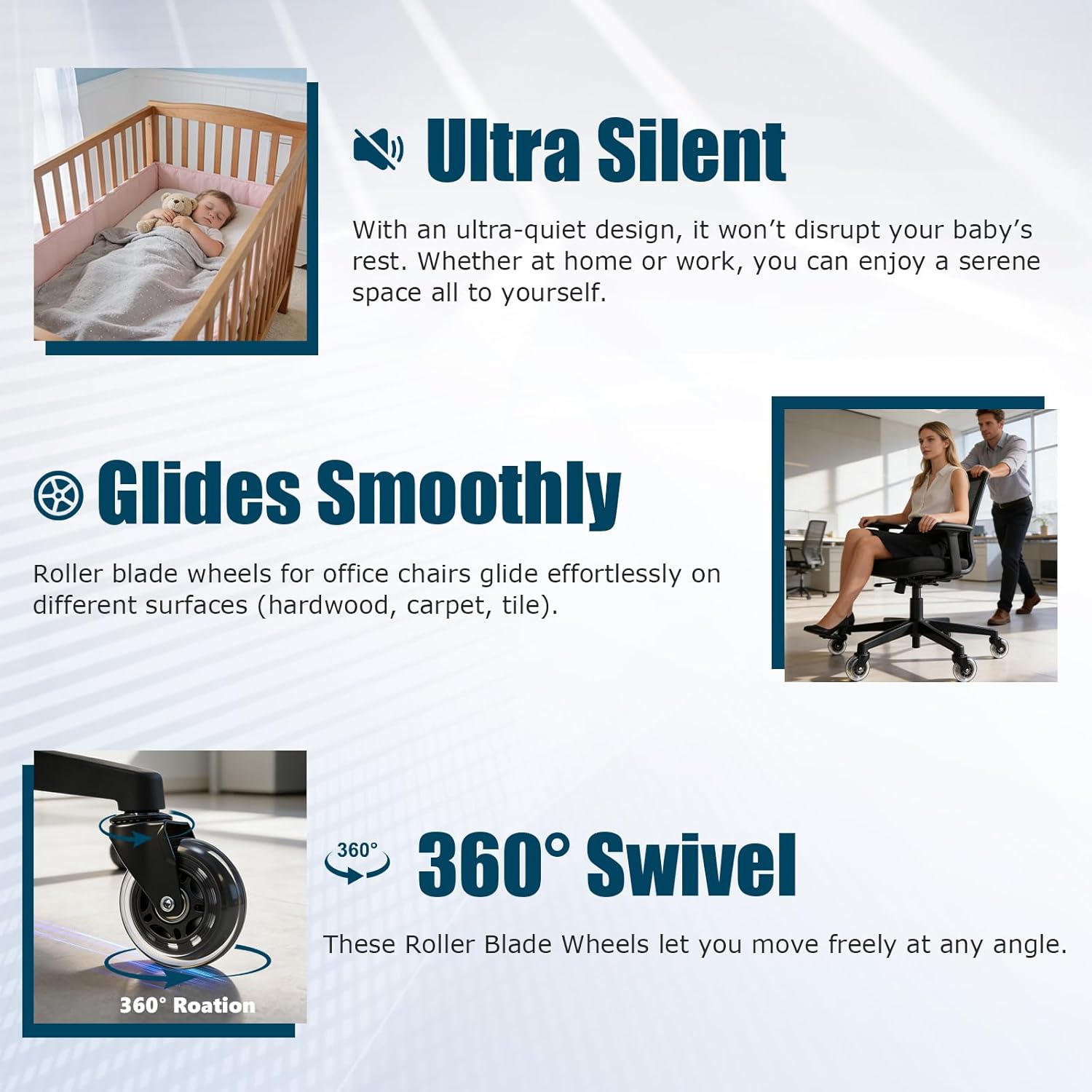 3 Inch Office Chair Wheels Set - Office Furniture Solutions 评论和价格
