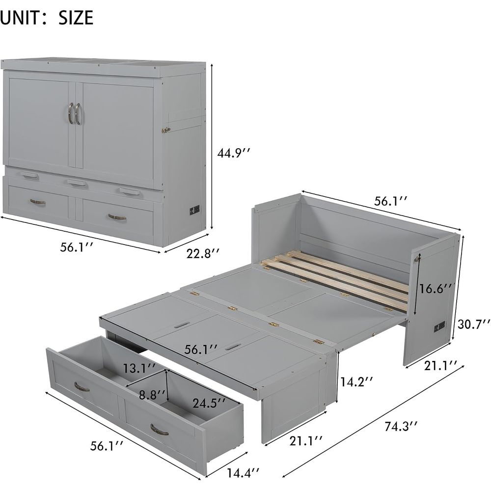 Full Size Murphy Bed Wall Bed, - Office Storage Cabinet 评论和价格