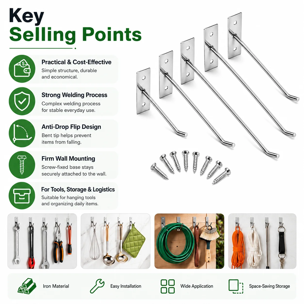 5-25Pcs Wall Mounted Hook With - Office Storage Cabinet 评论和价格
