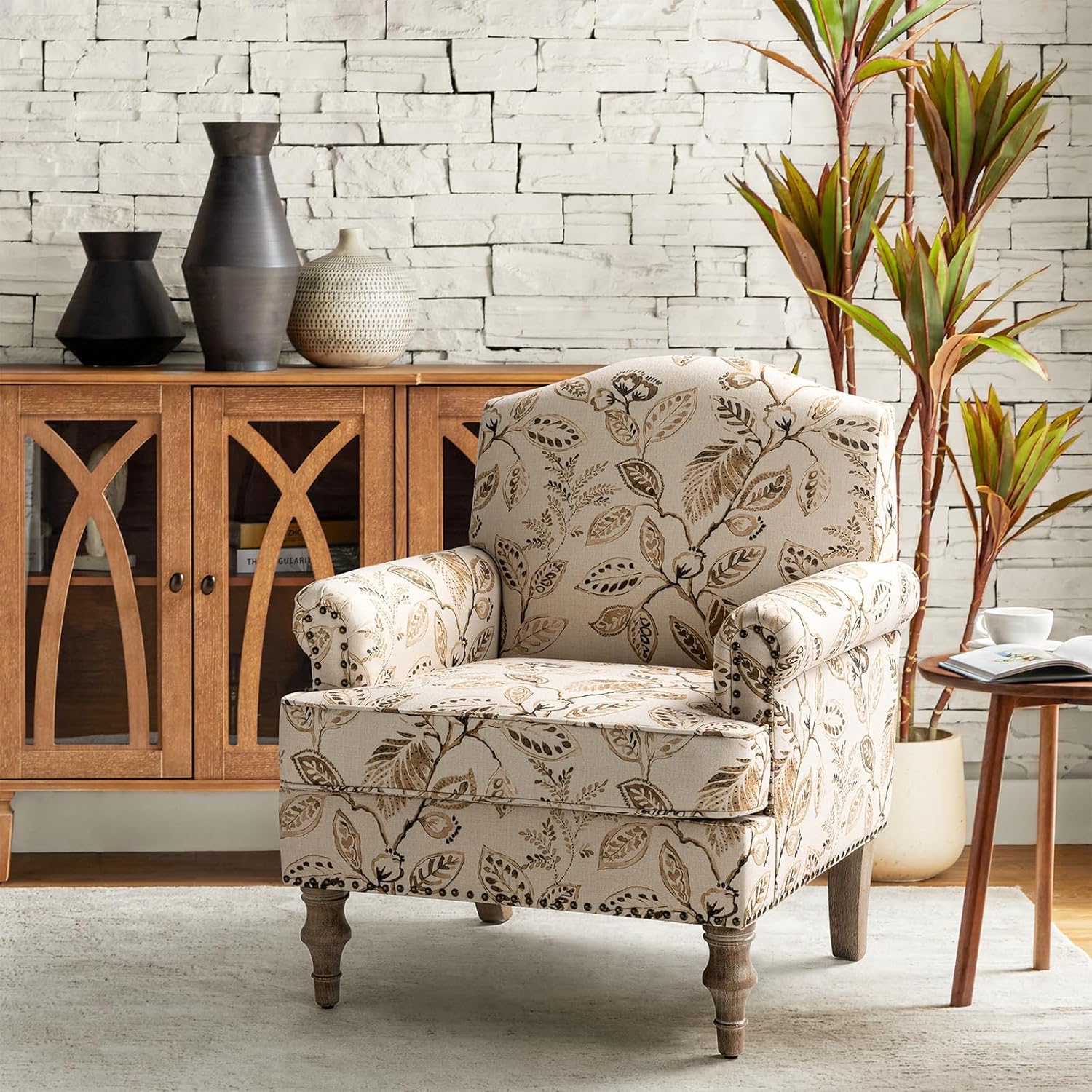 #Floral Upholstered Armchair R - Office Furniture For Sale 评论和价格