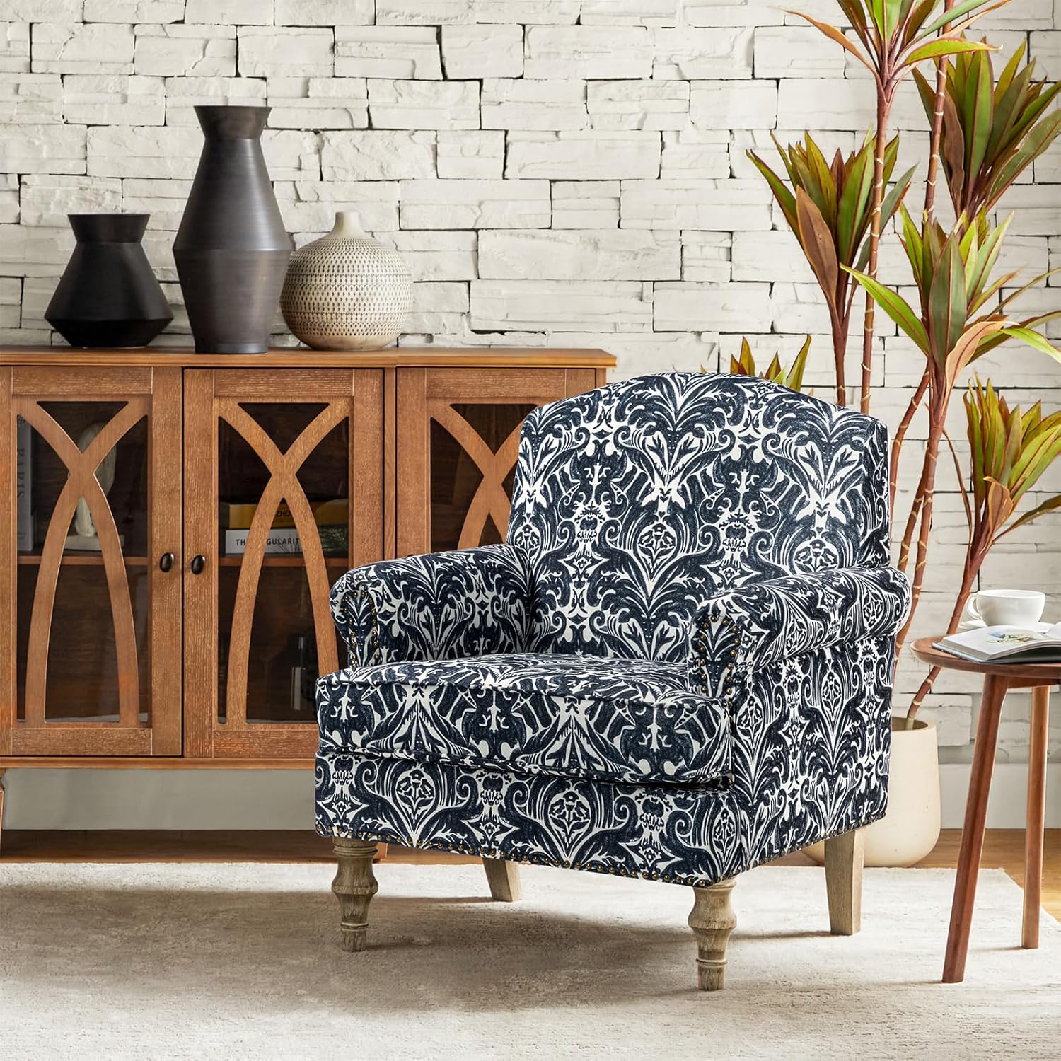 #Floral Upholstered Armchair R - Office Furniture For Sale 评论和价格