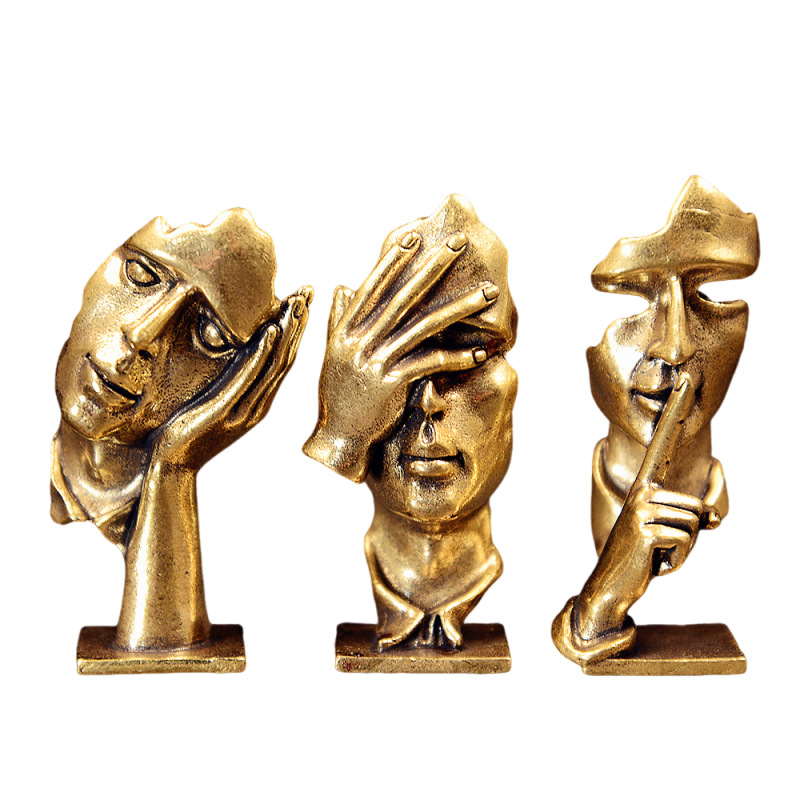 Set of 3 Brass Abstract Face S - Office Furniture Solutions 评论和价格